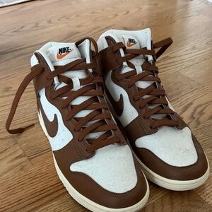 Nike Men's Brown and White High-Top Sneakers